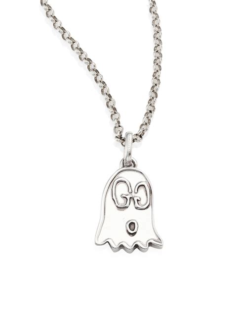 gucci silver ghost pendant|Gucci ghost necklace in silver.